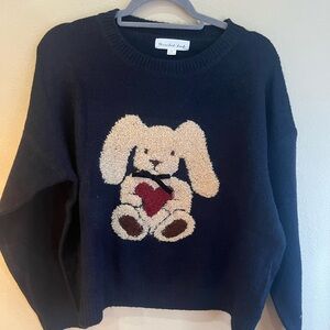 Playful Navy Sweater with Bunny Motif